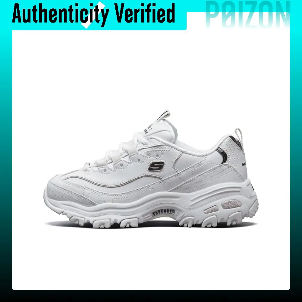 Skechers D'Lites 1.0 Height Increasing Low top Chunky Sneakers Women's White Black 11931-WBK