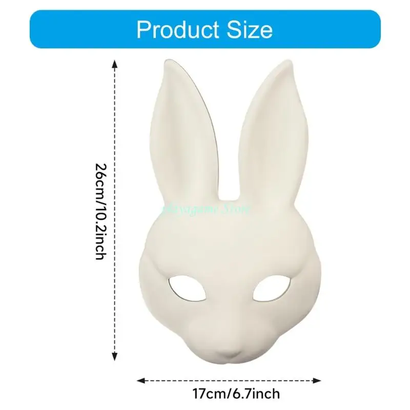 Y88A Large White Rabbit PU Leather Mask For Adults Teens Halloween