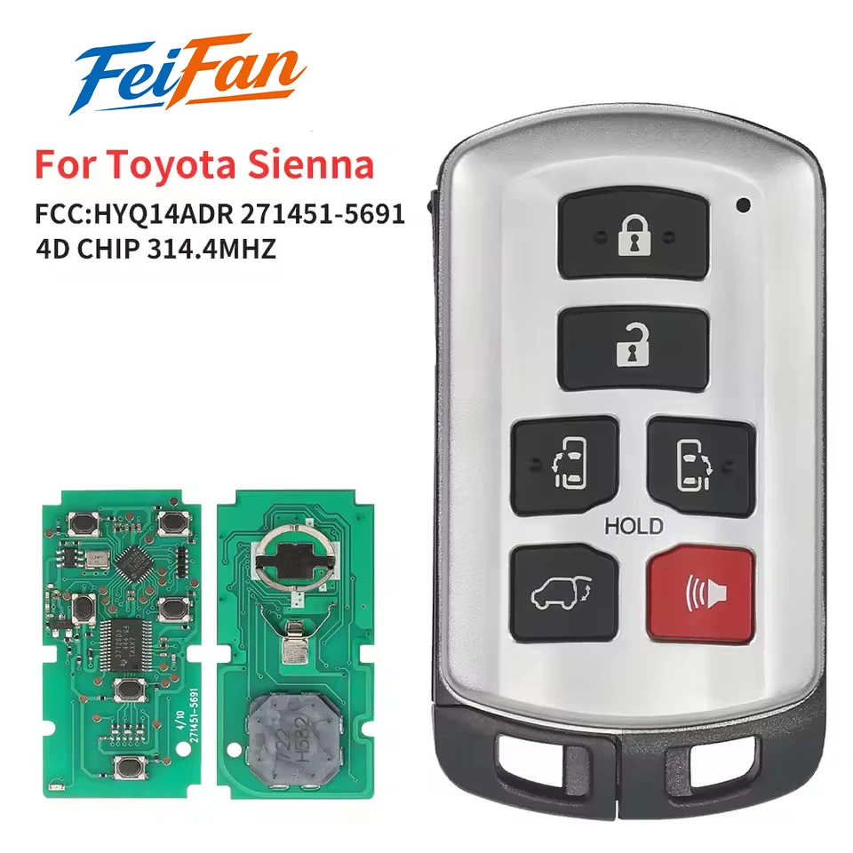 FeiFan HYQ14ADR ID74 Chip 314.3MHz Board 271451-5691 Car Remote Key For Toyota Sienna 2011 2012 2013 2014 2015 2016 2017 -2019