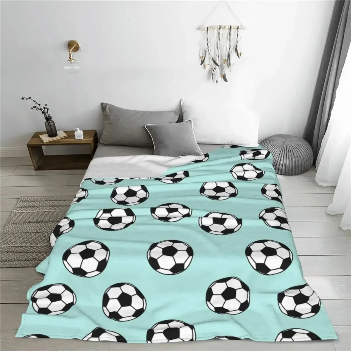 Manta de punto de fútbol de forro polar, balones de fútbol deportivos, mantas súper cálidas para dormitorio, sofá, cama alfombra