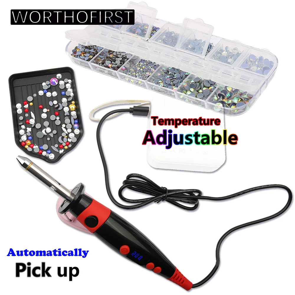 

Automatically Pick Up Adjustable temperature Hotfix Applicator HotFix Rhinestone Kit with High Quality Crystal Rhinestones