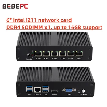BEBEPC MINI router senza ventola Intel 4405U 6 * LAN i211 NICS 1 * RS232 modulo 3/4G pfsense firewall soft VPN sever Linx win10/11 pc