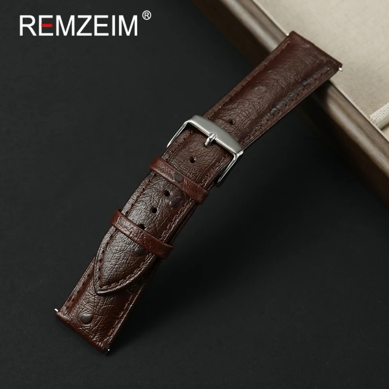 Ostrich Pattern Leather Wrist Bracelets 18mm 20mm 22mm Watch Band Men Women Quick Release Genuine Leather Wristwatch Strap
