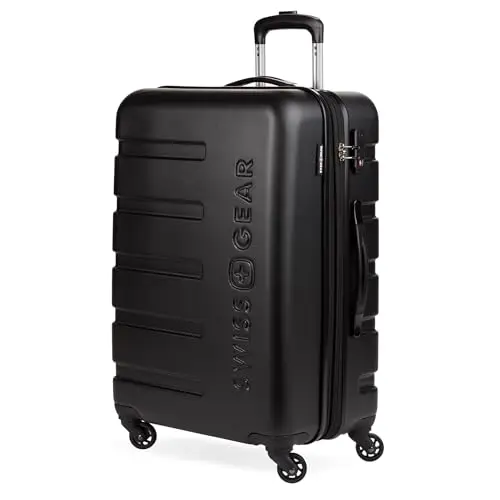 

SwissGear 7366 Signature Hardside Expandable Luggage with Spinner Wheels, TSA Lock, Black, Checked-Medium 23-Inch