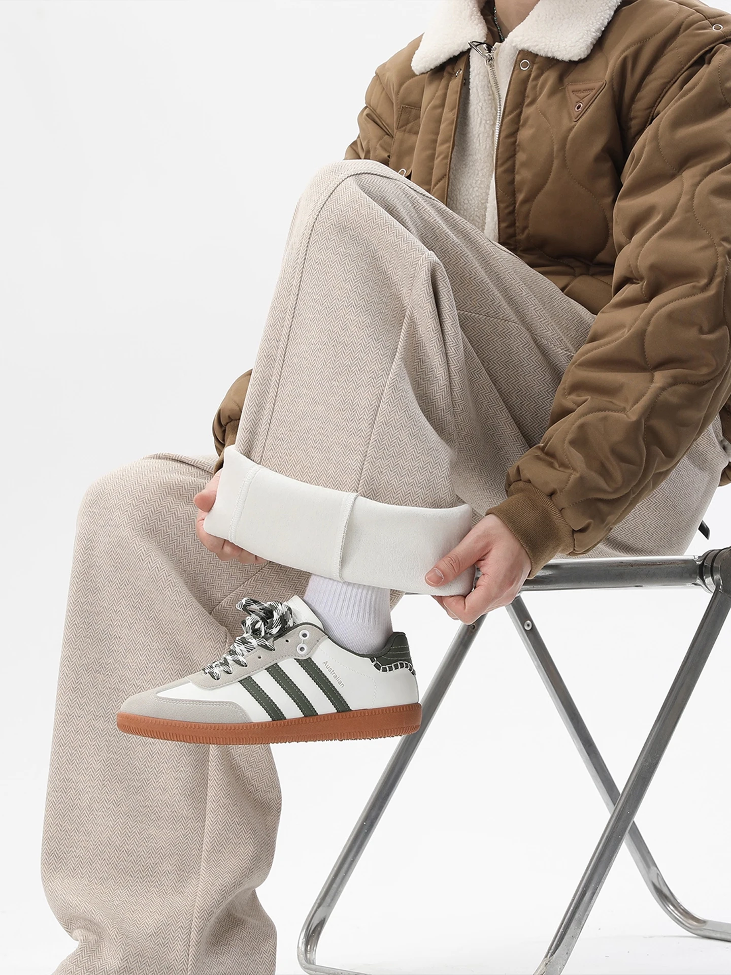 

Мужские зимние спортивные брюки свободного кроя из флиса, модные повседневные прямые штаны-джоггеры от бренда Knife