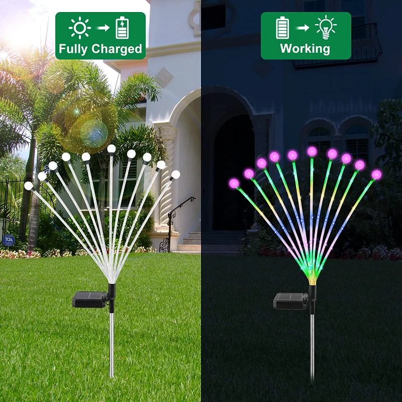 Solar Firefly Lights Swaying Solar Garden Lights Outdoor Waterproof Solar LED Lights for Garden Yard Pathway Patio Decoration