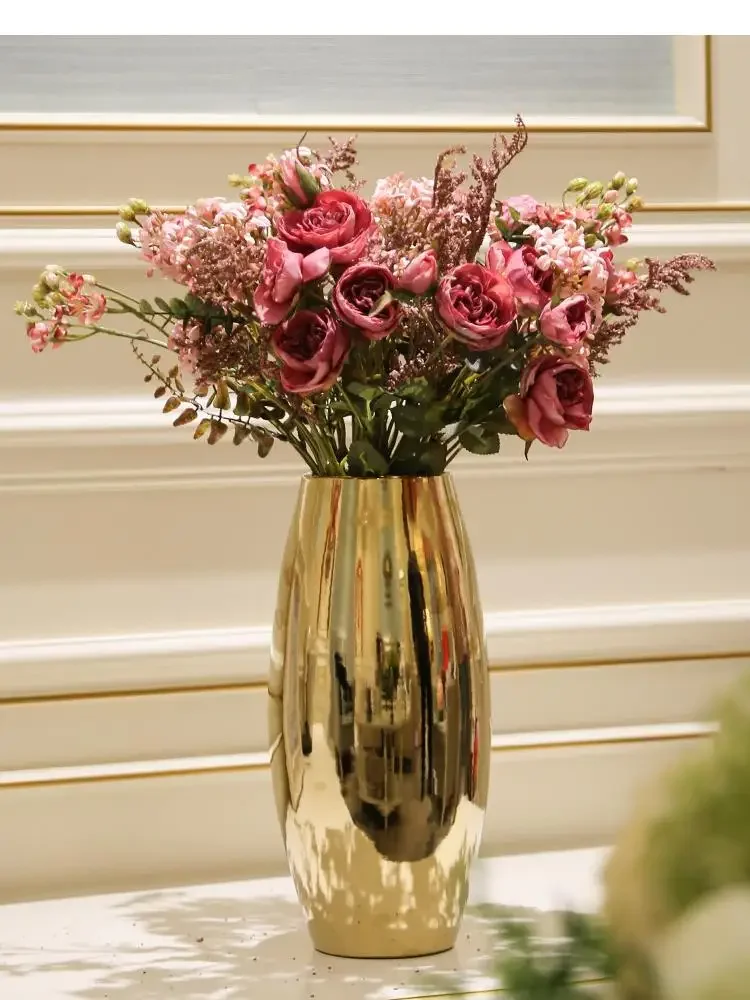 

#For Golden vase Ceramic flower handicraft ornaments Arrangement Home decoration Wedding accessories&