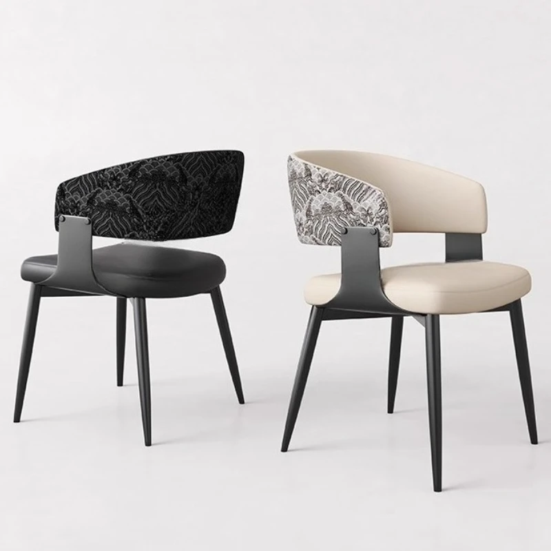 Mid-Century Modern Dining Chairs Retro Designer Living Room Seating Luxury Backrest Kitchen Chairs Leather Dining Room Furniture view 5