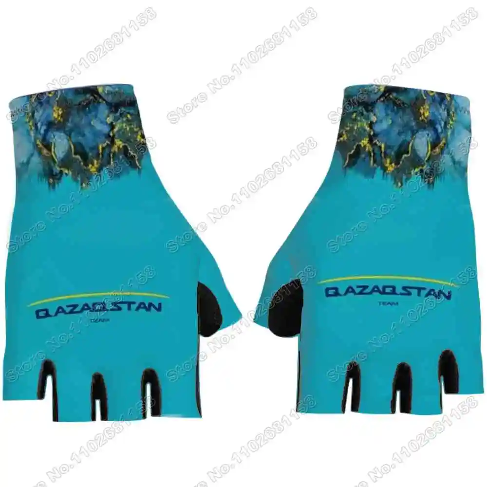 2024 Team Qazaqstan Cycling Gloves World Champion Mark Cavendish Gel Half Finger Bike Glove Men Cycling Jersey Motorcycle Mitten