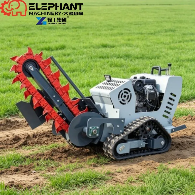 Skid Steer Trencher, Hydraulic Cable Trencher Mini Crawler Type 750mm Trench Depth For Farm Irrigation Works