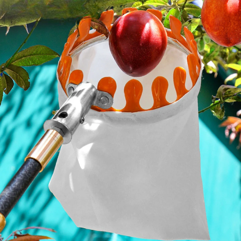 Metal Fruit Picker High Tree Picking Cloth Bag Fruit Catcher Collection Pouch Apple Orchard Gardening Peach Farm Supplies