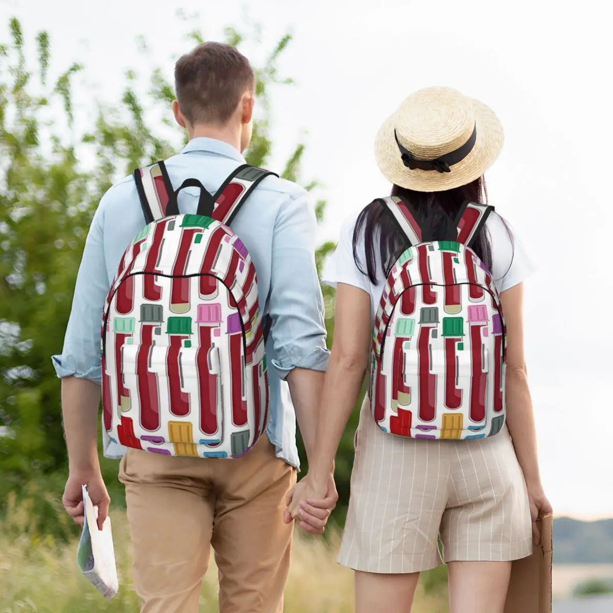 Phlebotomy Blood Tubes Student Backpack School Bag Hiking Travel Daypack for Boys Girls Bookbag Shoulder Bags