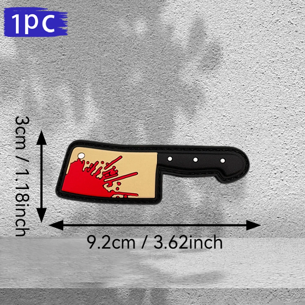 Quirky Splash Graffiti Knife Pattern Trendy Design 2D Flat Pvc Material with Textured Surface, Embossed Edge Trim, Tear-Resistant, Suitable for Workwear Jackets, Outdoor Apparel Accessories, Hiking Backpacks, Storage Bags, and Side Soft Patches