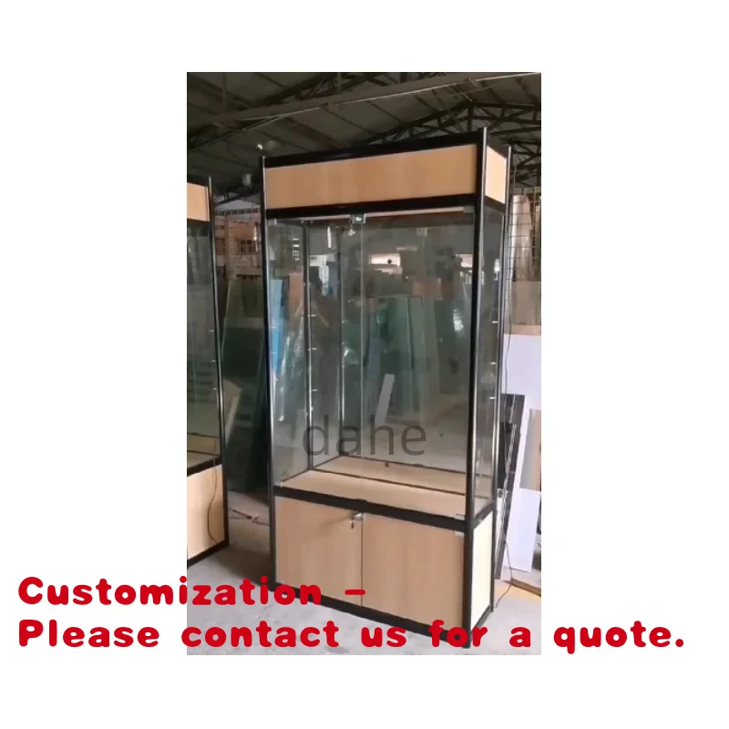 

Customize.Aluminum Cosmetic Cheaper Price Side Board Cabinet Lights with Lock Glass Jewelry Display Showcase Smoke Shop Cou