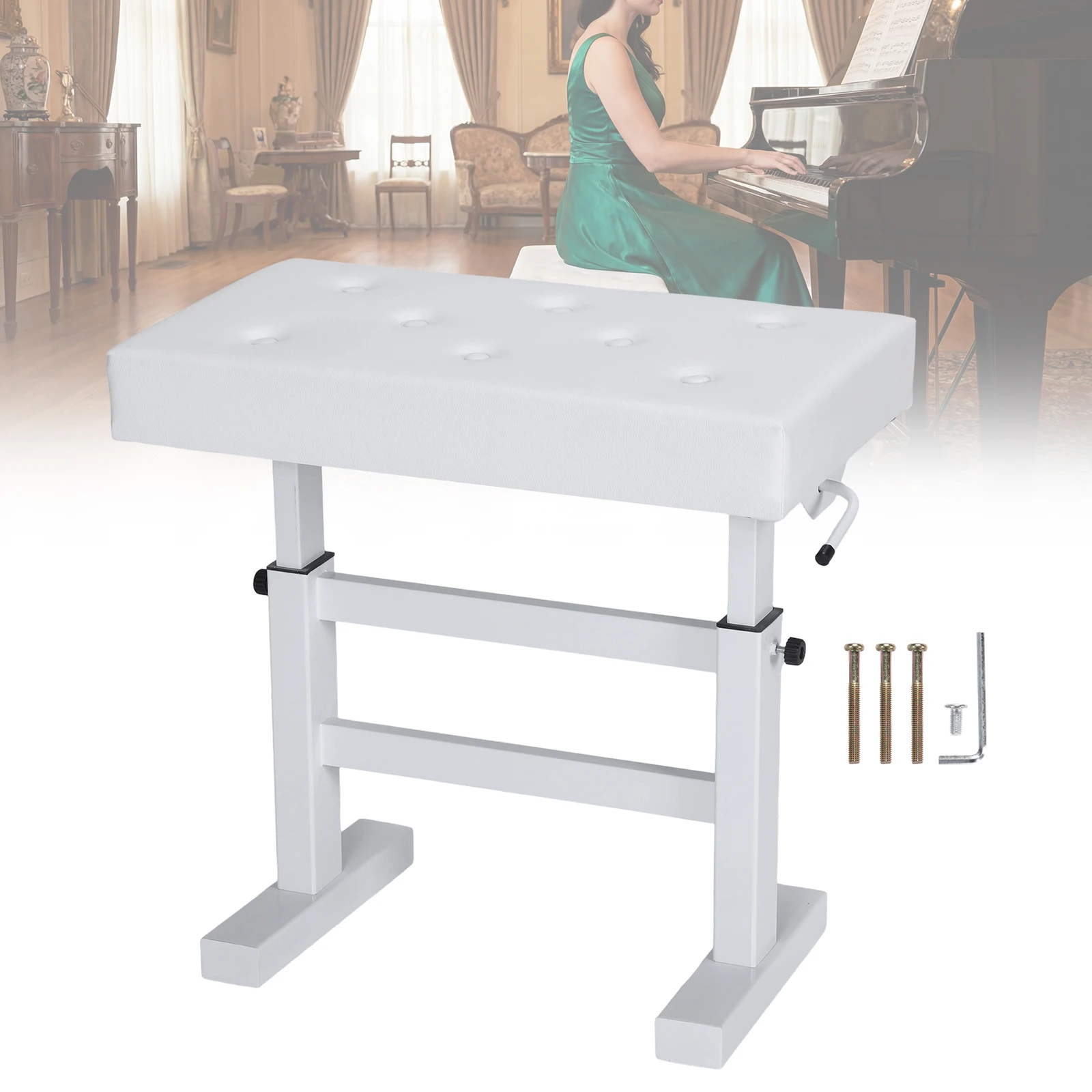 

Professional Piano Seat PU Leather Musical Instrument Training Stool Non-Slip Load Up To 396LBS for Home/Music Room/Classroom