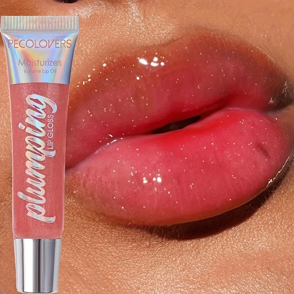 Brillo de labios con purpurina, Aceite hidratante de frutas, tinte de labios transparente, tubo suave, maquillaje, cuidado de belleza de labios, 1 unidad