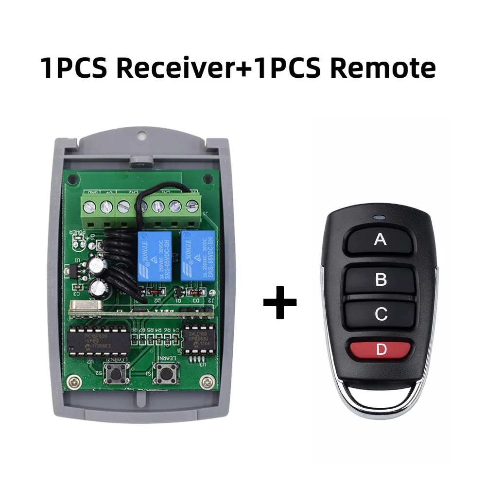 สวิตช์รับสัญญาณประตูโรงรถแบบสมาร์ท DC12V 24V 433.92MHz แบบรหัสคงที่และแบบรหัสกลิ้ง