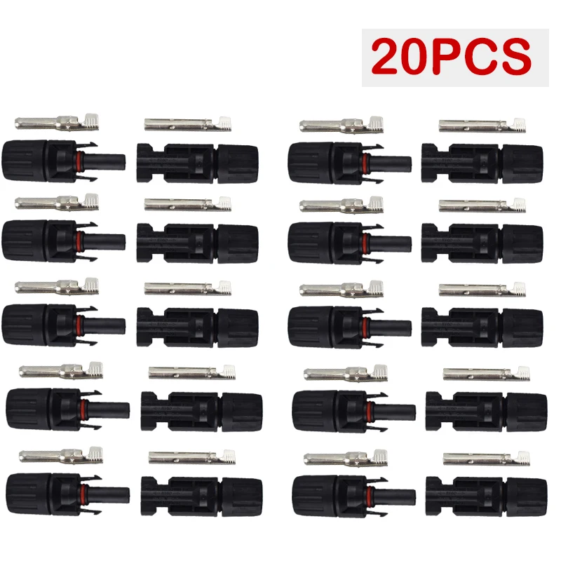 200/100/40/20/10/5 Stück DC-Solarstecker 1000V30A Panel Stecker IP67 wasserdichtes Anschlüsse-Set für PV/MC-Kabel 2,5/4/6mm2