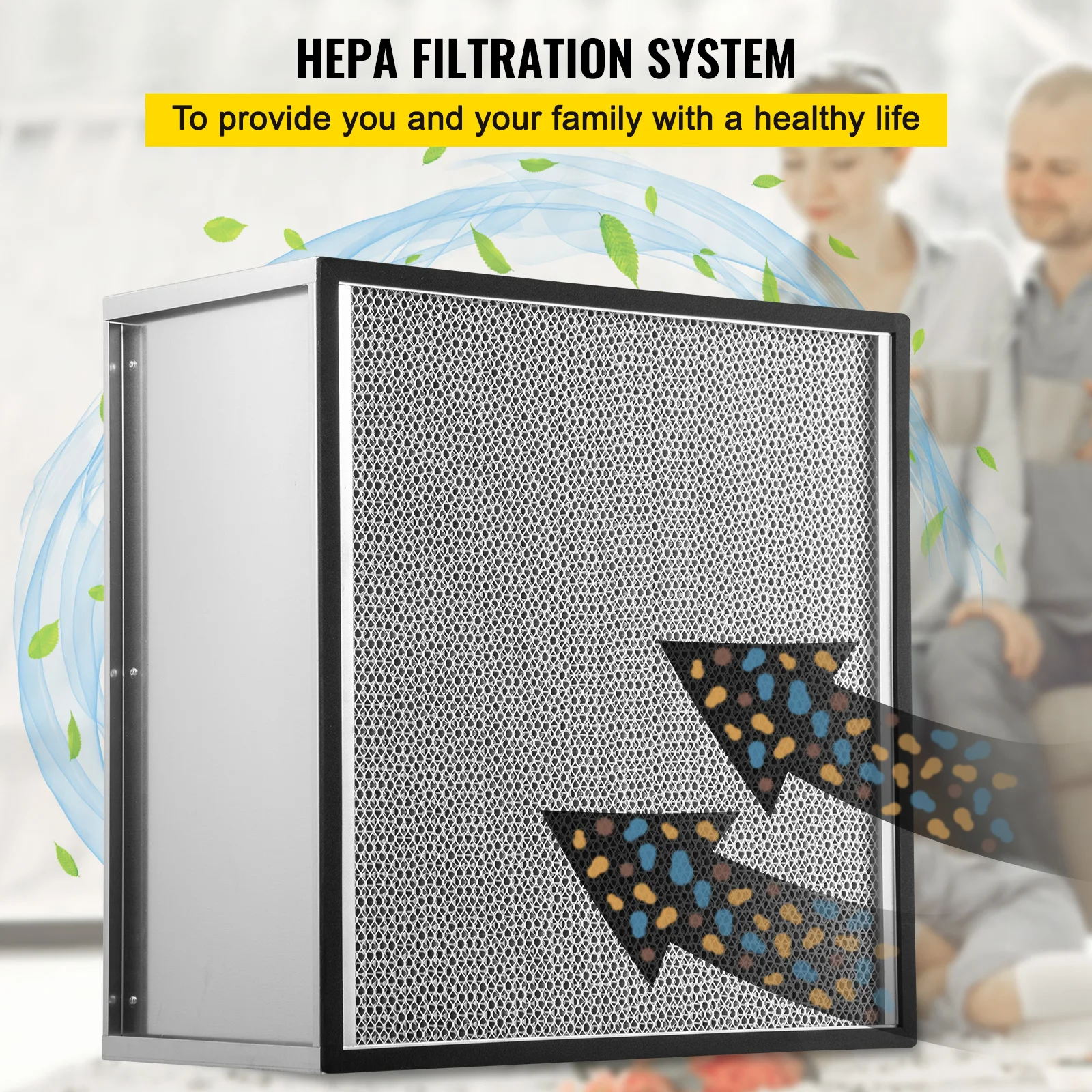 VEVOR HEPA Replacement Filter 16''x19''x2.2'' True HEPA Pleated Air Filter W/ Aluminum Alloy Frame Deep-pleat Filter 6-12 Months