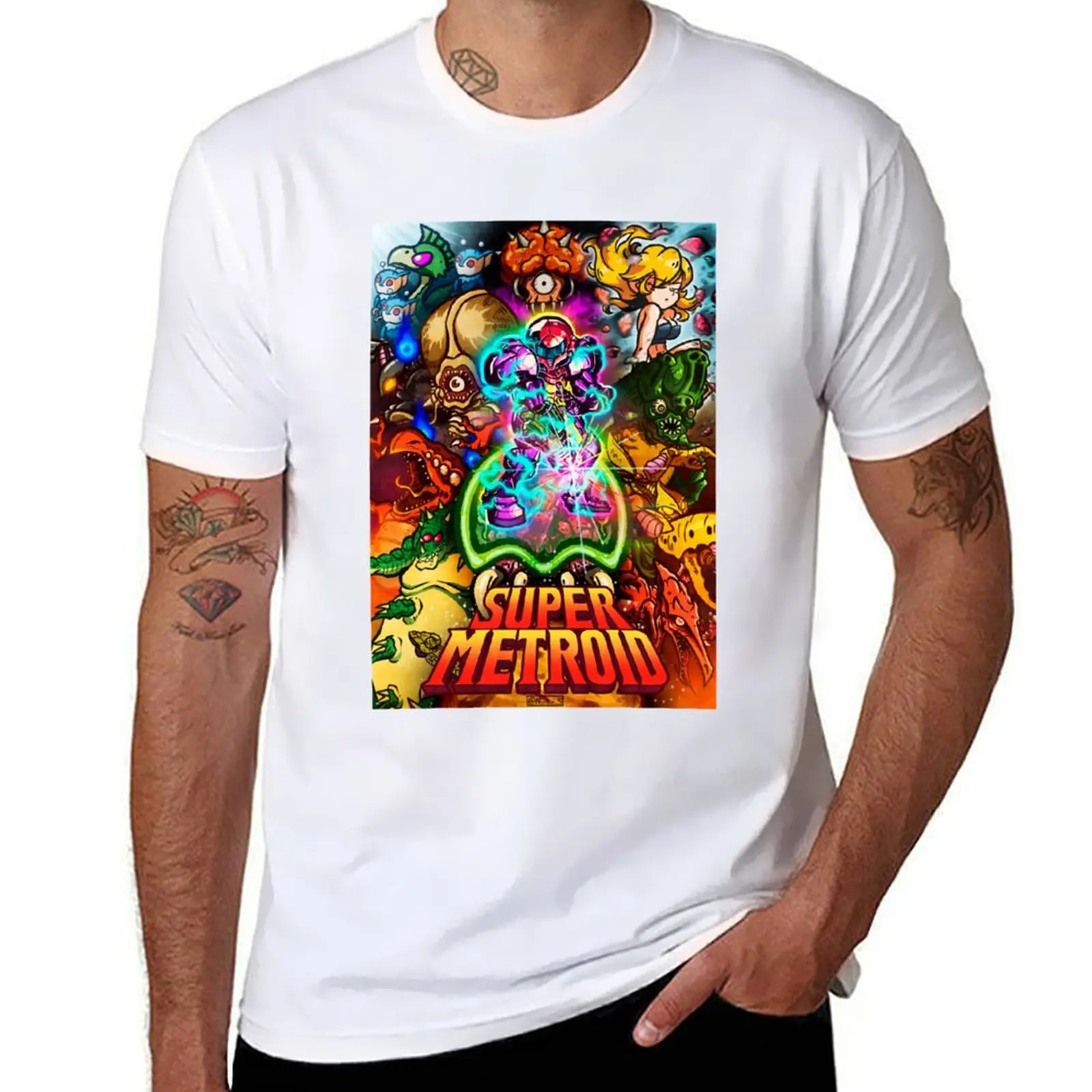 

Super Metroid Illustration T-Shirt Classic Print Short Sleeve Shirt