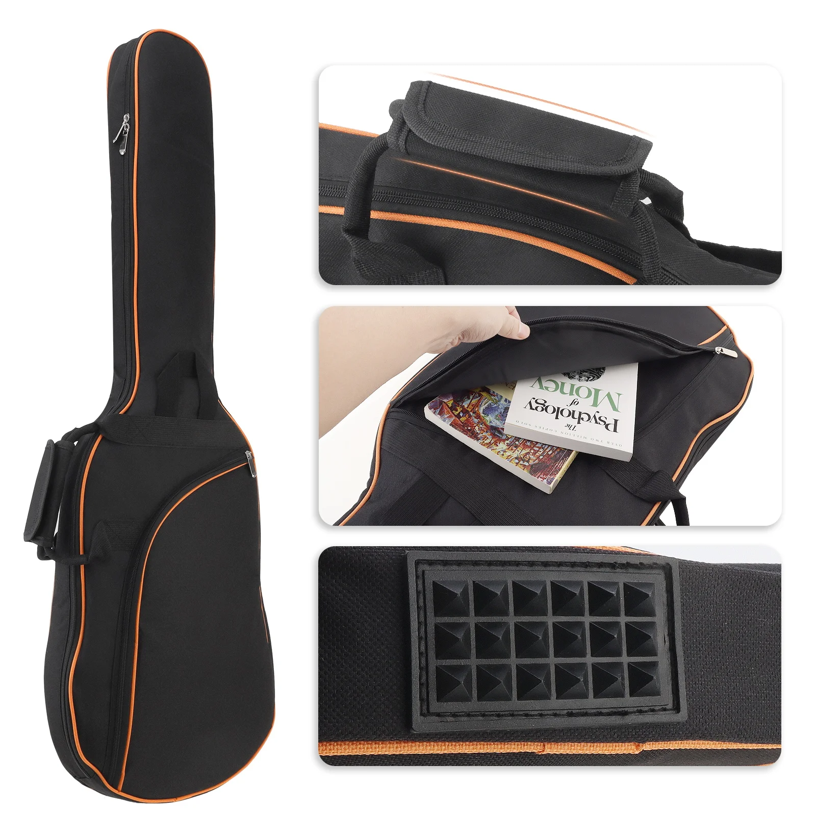 38-41 Inch Oxford Fabric Electric Guitar Case Colorful Edge Bag Double Straps Pad 8mm Cotton Thickening Waterproof Soft Backpack
