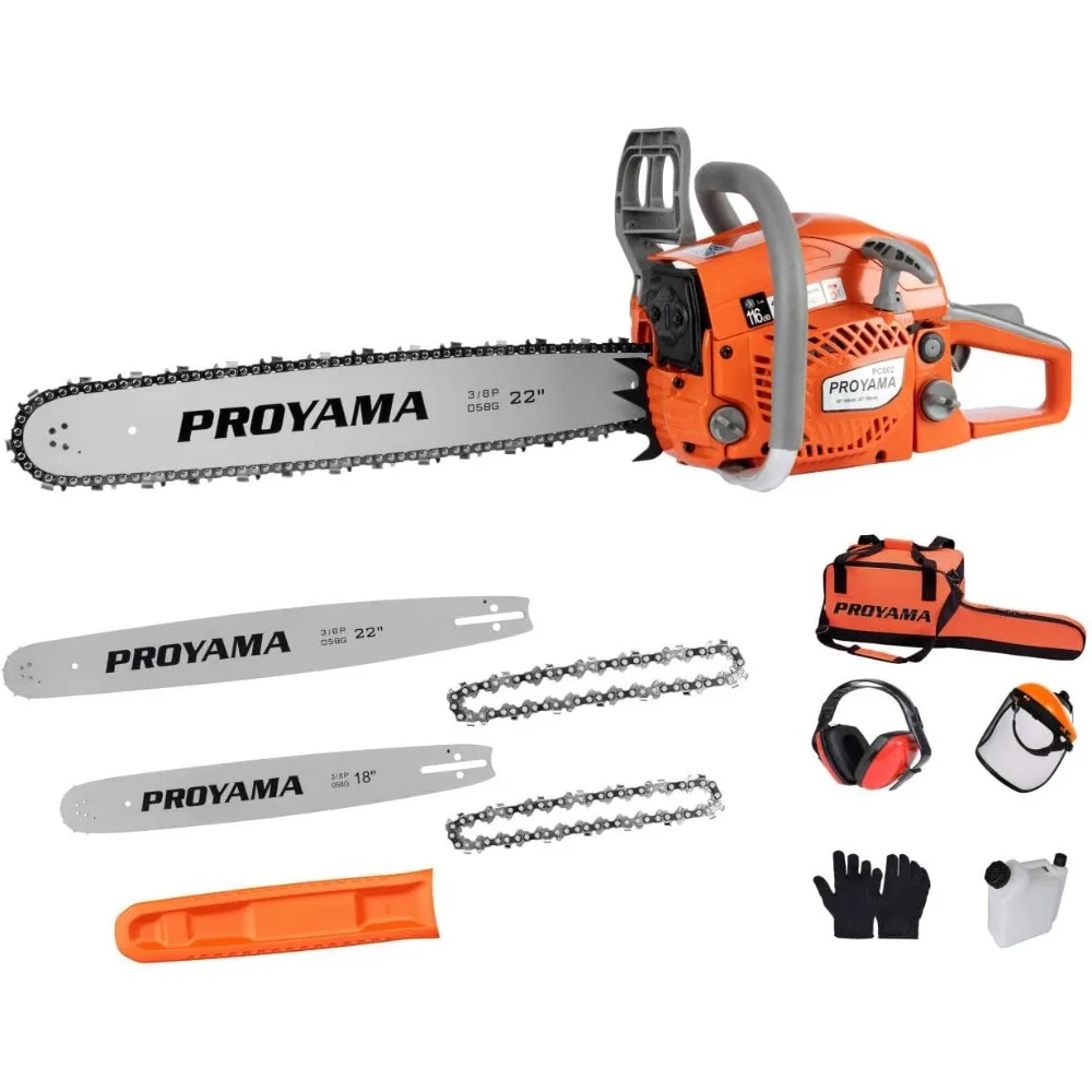 Gas Powered Chainsaw, 22 Inch 18 Inch Handheld Cordless Petrol Chain Saw for Tree Wood Cutting