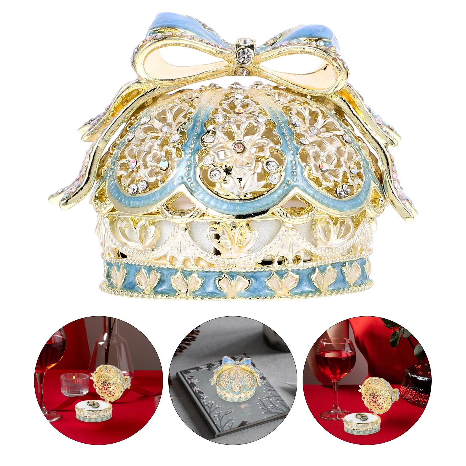 

Шкатулка для драгоценностей в винтажном стиле, чехол для хранения колец, портативный компактный легкий органайзер для путешествий, эмалированный контейнер для безделушек для женщин