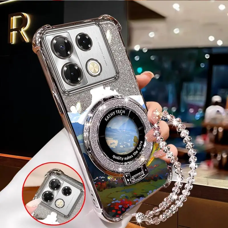 

Note 40pro, огромный луг, браслет-держатель, чехол для телефона Infinix Spark Note 40 2025 G0 8 itelA70 Smart 7 2024, чехол