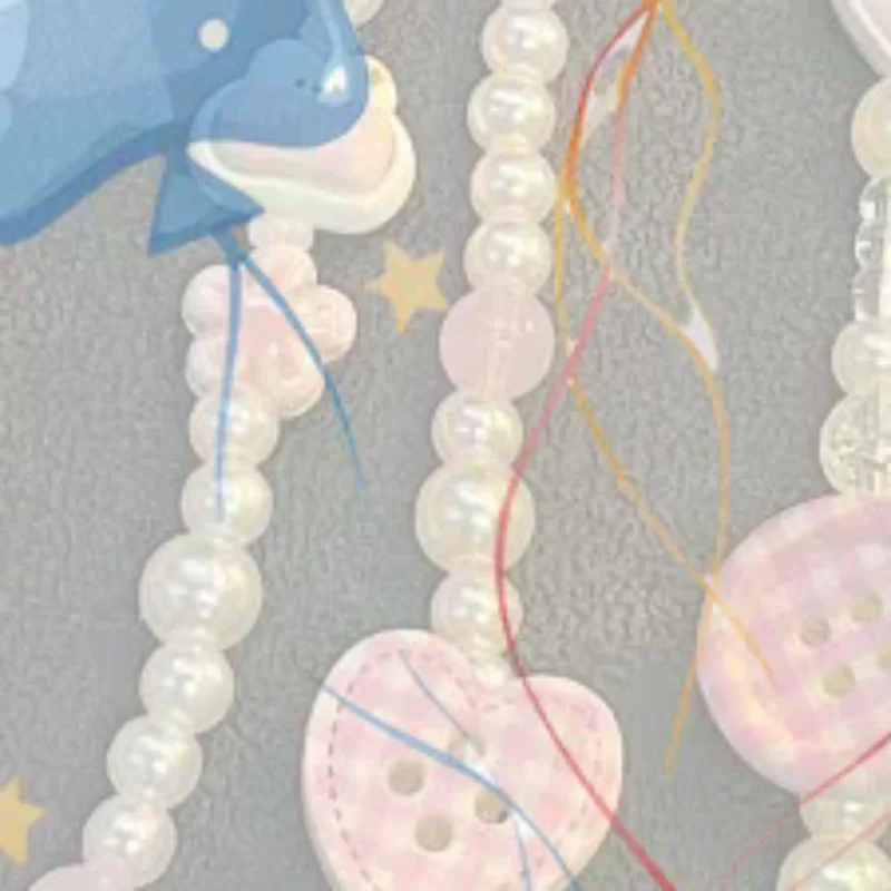 Korean Sweet Cute 3D Pink Button Beaded Phone Chain Charm Lanyard For Universal Anti-Loss Hanging Rope Jewelry