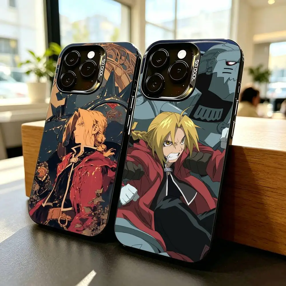 Anime-e Fullmetal-l Alchemist Brotherhood Phone Case For iPhone 17,16,15,14Plus,Pro Max,XS,Colored Silver Plated Inside Cover