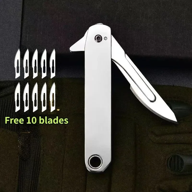 Hot selling stainless steel portable folding art knife fruit blade sharp outdoor multifunctional keychain, open express delivery