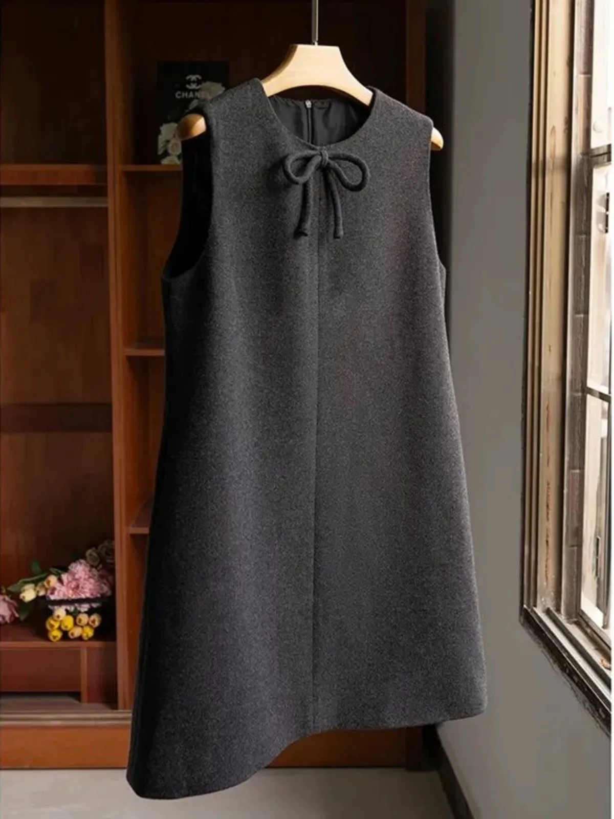 

Шерстяной жилет средней длины с высокой талией, юбка-жилет, осень-зима, высокое качество, модный женский др.