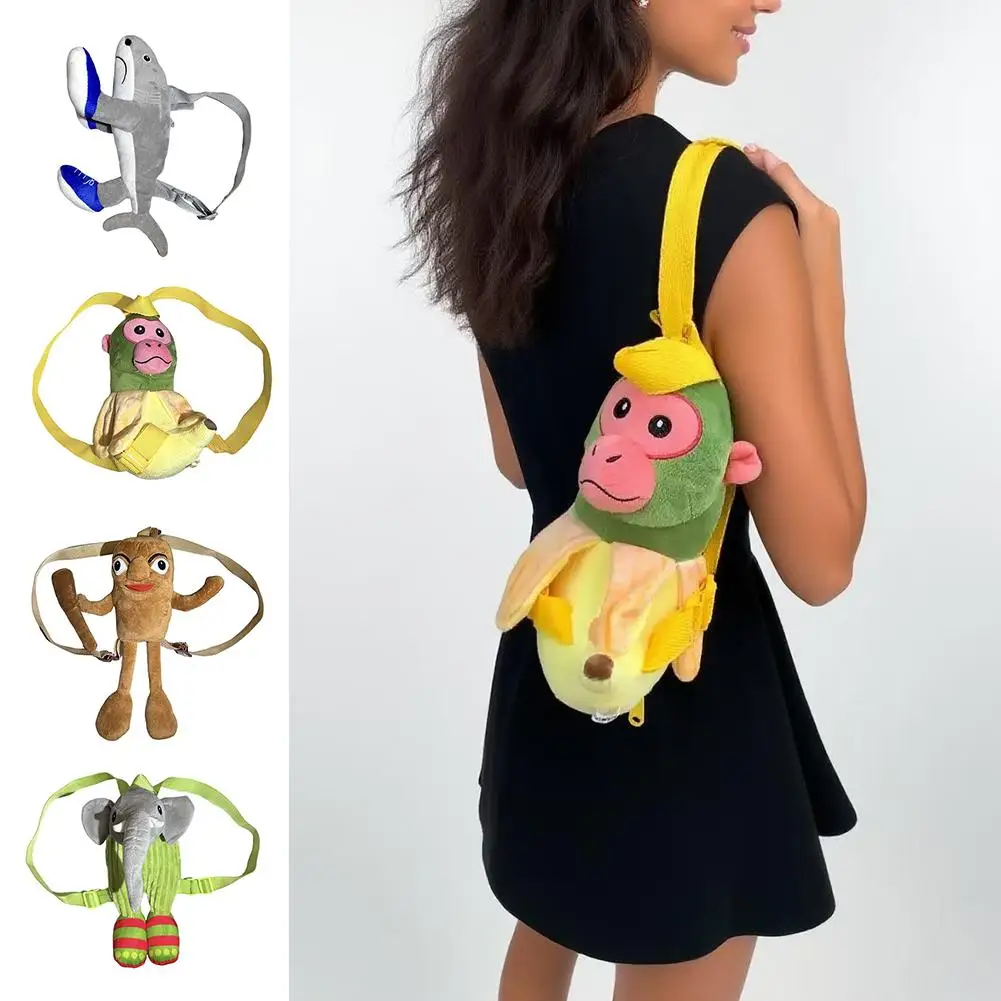 Cute Plush Backpack Italian Brainrot Tralalero Tralala Tung Tung Tung Sahur Kids Shark Backpack Purse with Shoulder Strap