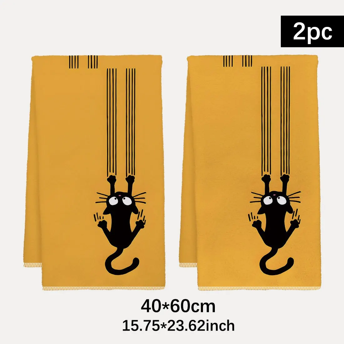 2-Pack Fun Climbing Black Cat Kitchen Towel