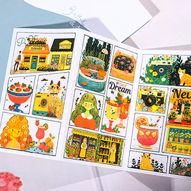 2Style 90Pcs/bag Holiday Live PET Stamping Stickers Pack DIY Handbook Material Phone Case Journal Decoration Stickers