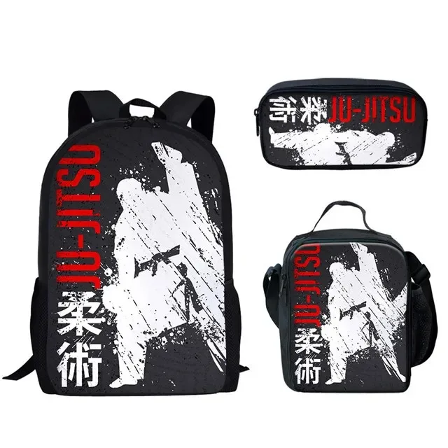 Student School Backpack, Laptop Backpack, Lunch Backpack, Pencil Case, Korean Style, Kung Fu, Judo 3D Print, Popular, New, 3Pcs