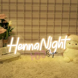 LED Henna Night Neon Sign Wedding Marry Party Neon Sign Led Neon Lights Bedroom Art Wall Decoration Room Neon Aesthetic Lamp USB
