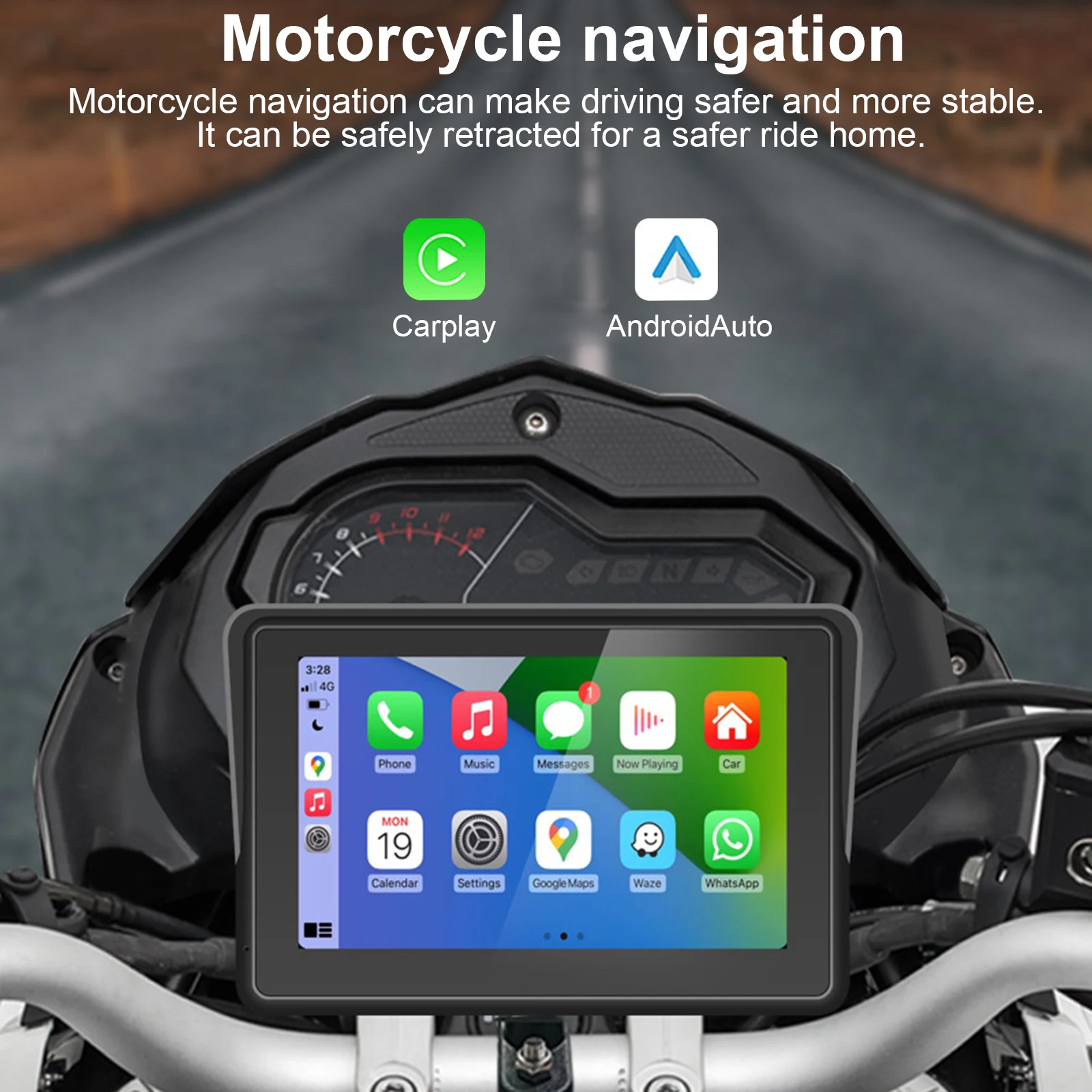 Universal 5 Inch Touch Outdoor IPX7 Waterproof External Portable Motorcycle Special Navigator Support CarPlay and Android Auto