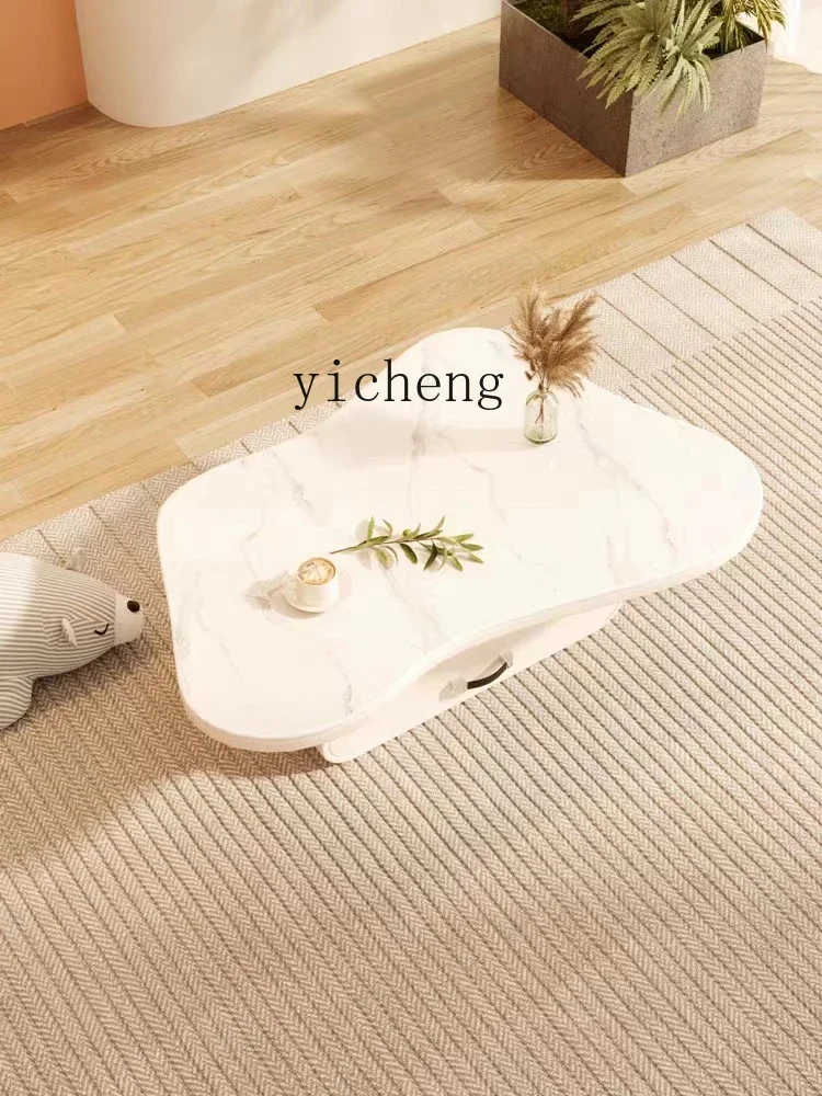 Picture 5: Cloud Tea Table Cream TV Cabinet Unit Living Room Stone Plate Shaped Tea Table with Drawer