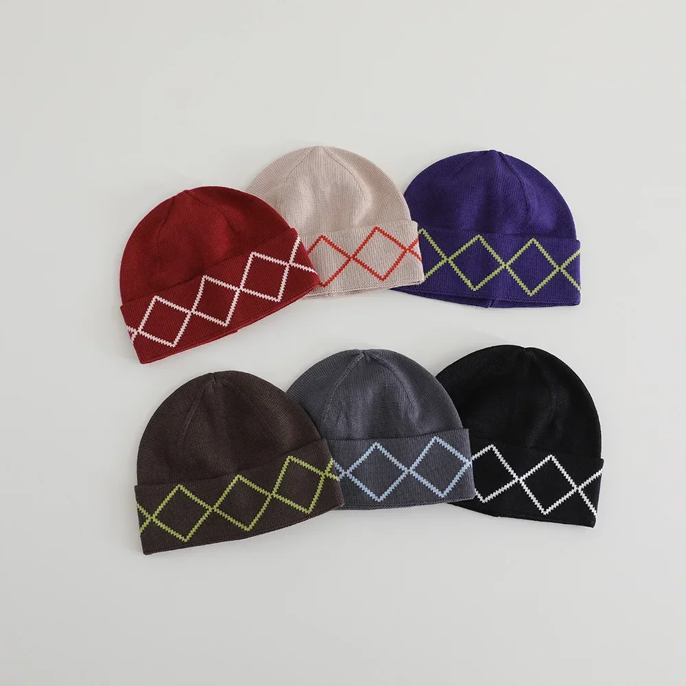 kids boys girls versatile simple knit hat Warm jacquard knitted hat children popular unique fashion beanie