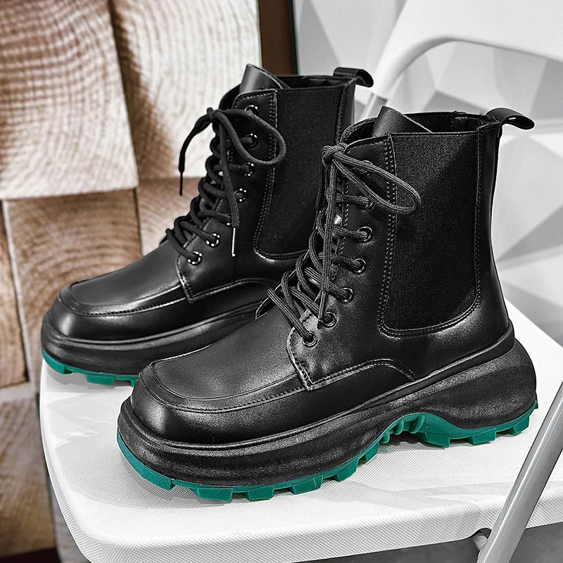 Men Leather Boots Men Outdoor Cow Leather Ankle Boots Work Shoes for Men Casual Waterproof Hiking Shoes