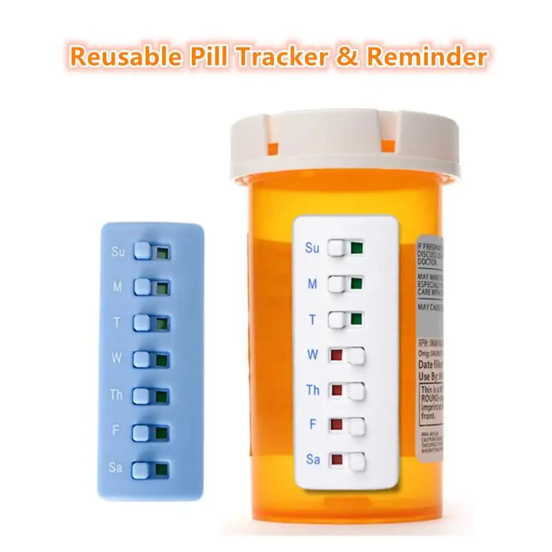 

Многоразовый органайзер для таблеток с цветовой кодировкой, 1 шт., для отслеживания лекарств, напоминаний о приеме витаминов, с клейким креплением