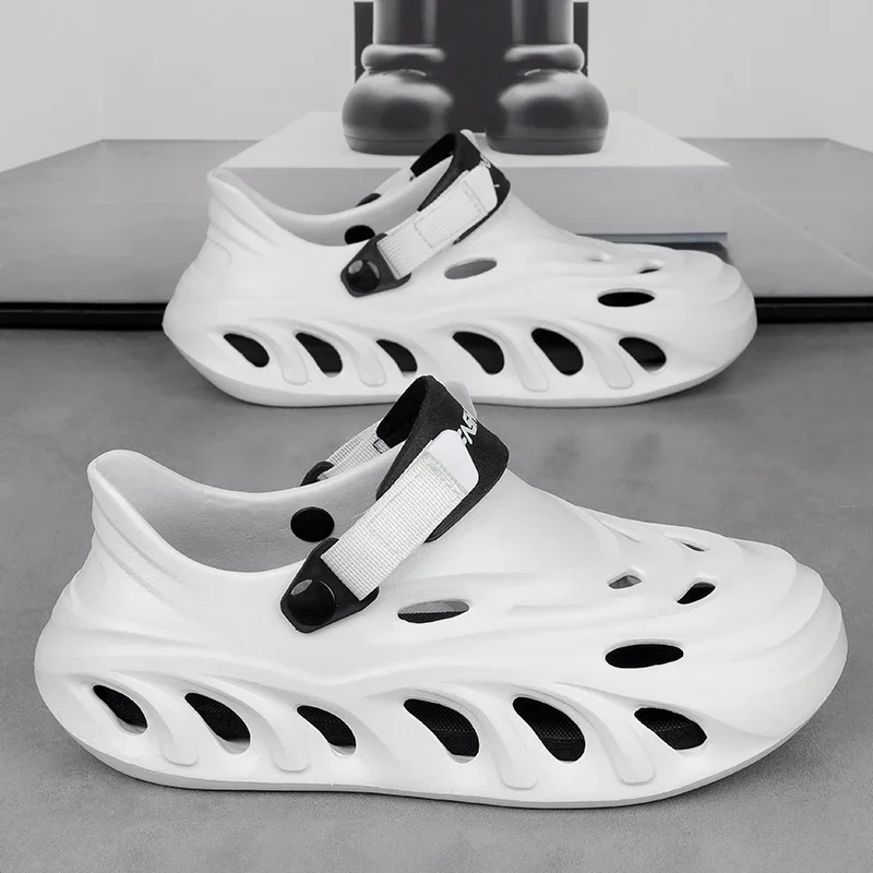 

2025 мужские летние нескользящие мягкие тапочки из ЭВА, мужские уличные садовые сандалии с отверстиями, повседневная дышащая удобная домашняя обувь на плоской подошве