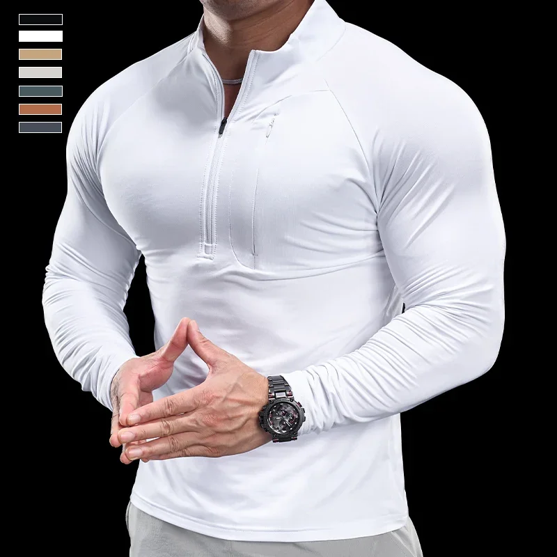 Gym Fitness Quick Dry Shirt Men Running Sport Long Sleeves T-shirt Trackwear Tee Tops Autumn Male Bodybuilding Training Clothing