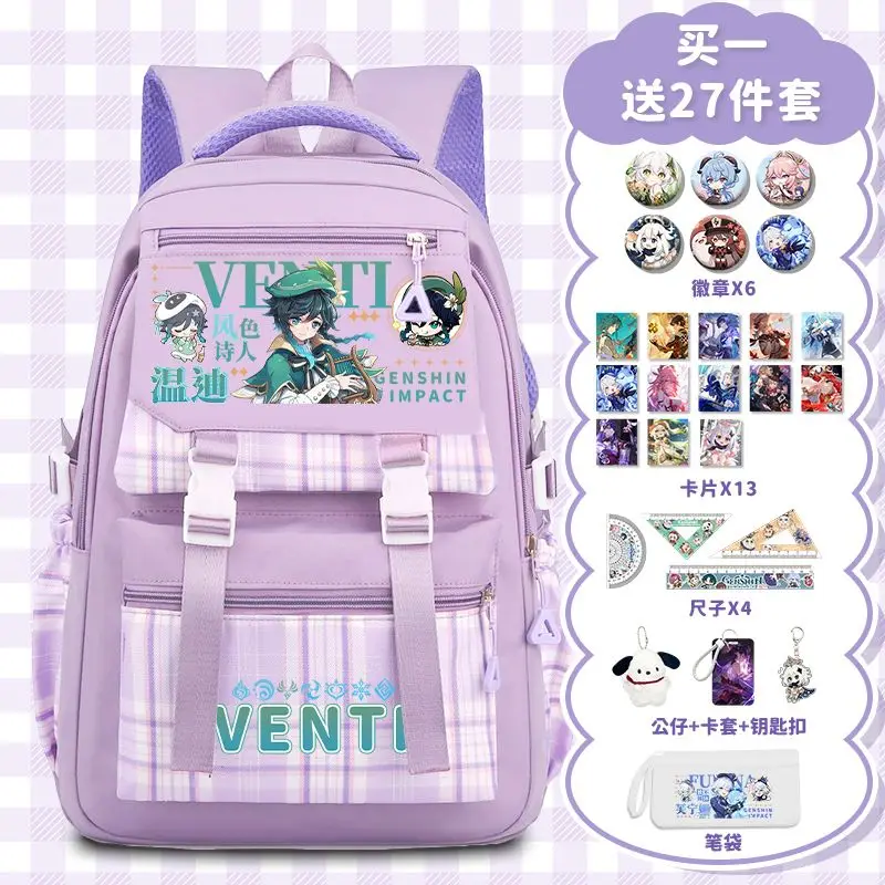 Gs impacto jogo anime, Venti Xiao Kaedehara Kazuha etc Unisex lazer pendulares mochila, conforto papelaria, 2024