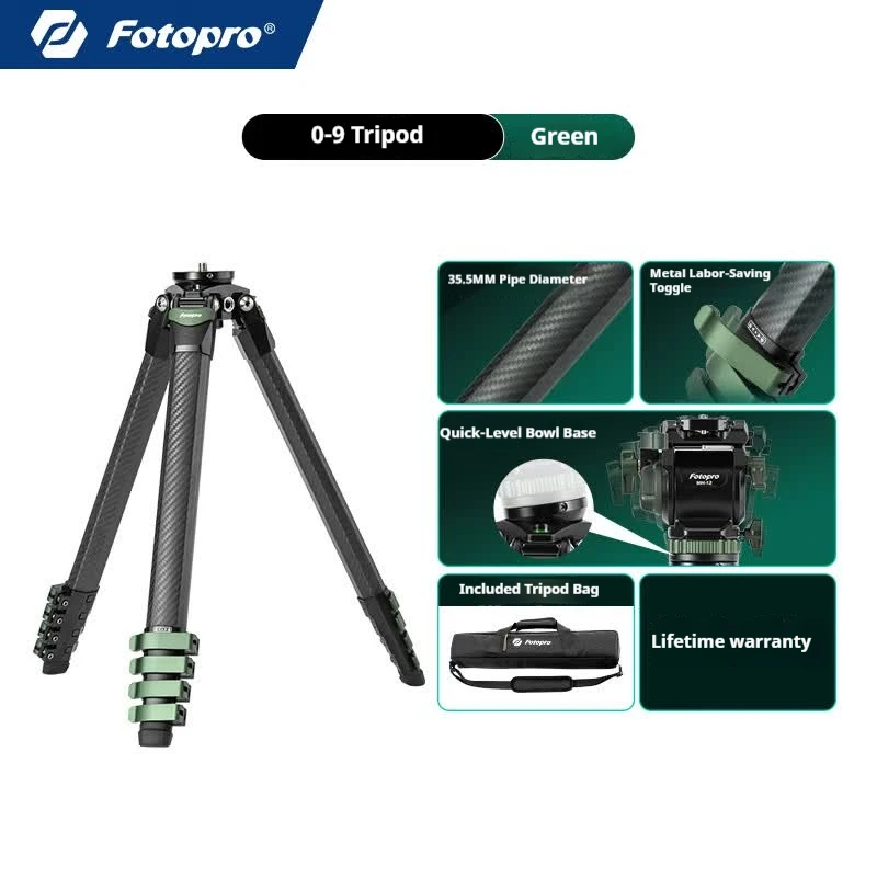 FOTOPRO O9 Carbon Fibre Camera Tripod: A Versatile Outdoor Stand for Sports, Stage and Telephoto Photography