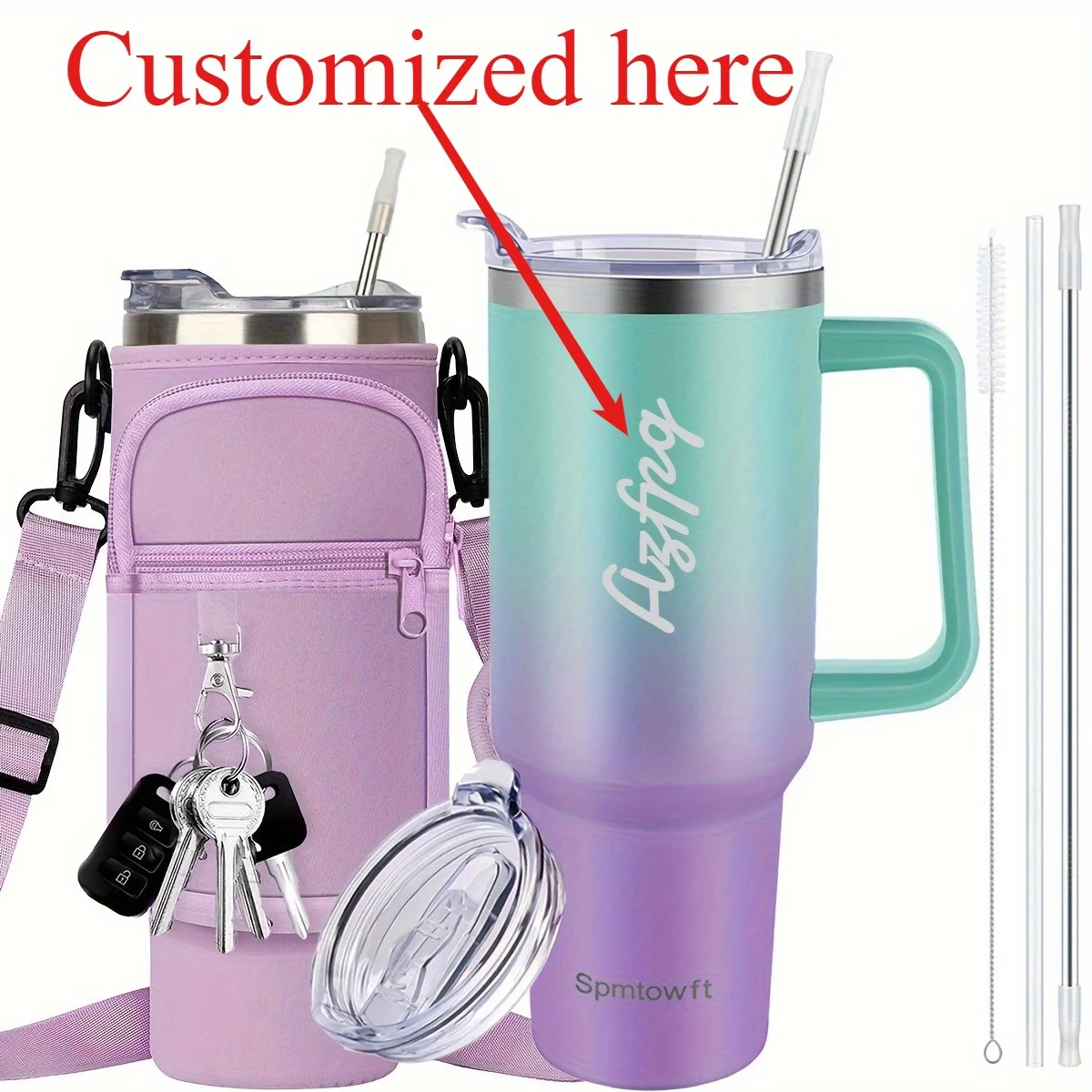 

Personalized Custom Name Water Bottle 40 Oz SUS304 Travel Mug with Double-Layer Vacuum Insulation Reusable for Daily Travel Use