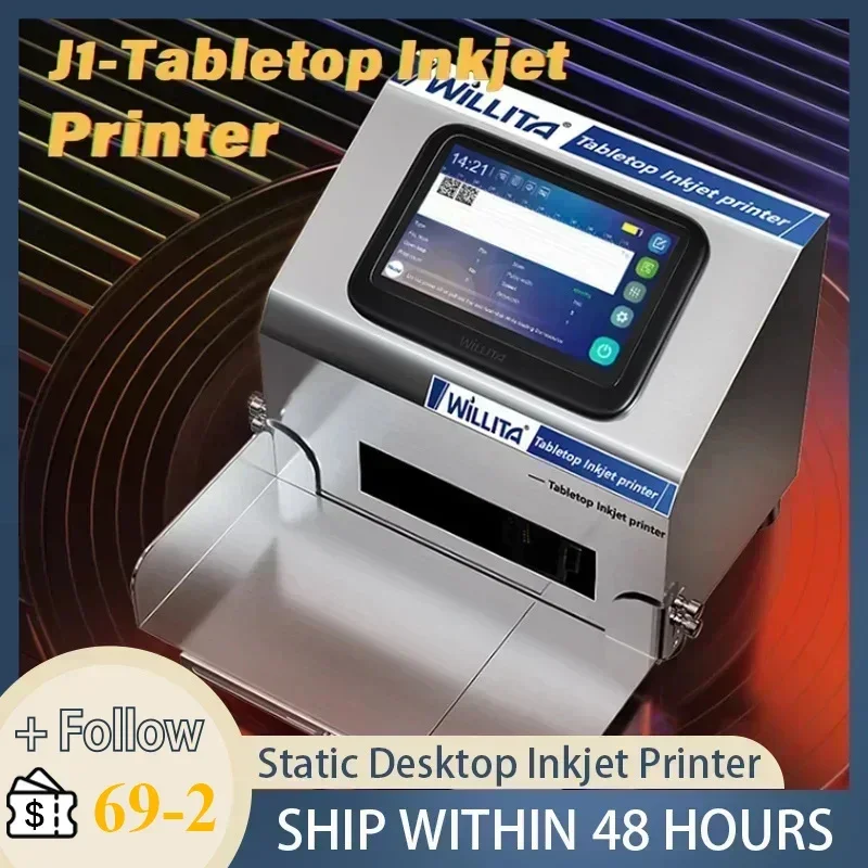 

Willita Static Intelligent Inkjet Printer 5'' Color HD Touch Screen Support Printing Text Image Barcode Expiry Date Count Table