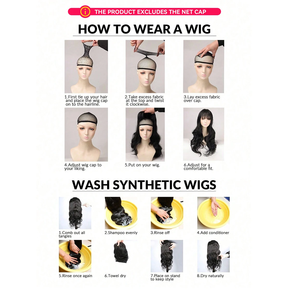 Short Pixie Black and Yellow Synthetic Wig for Women