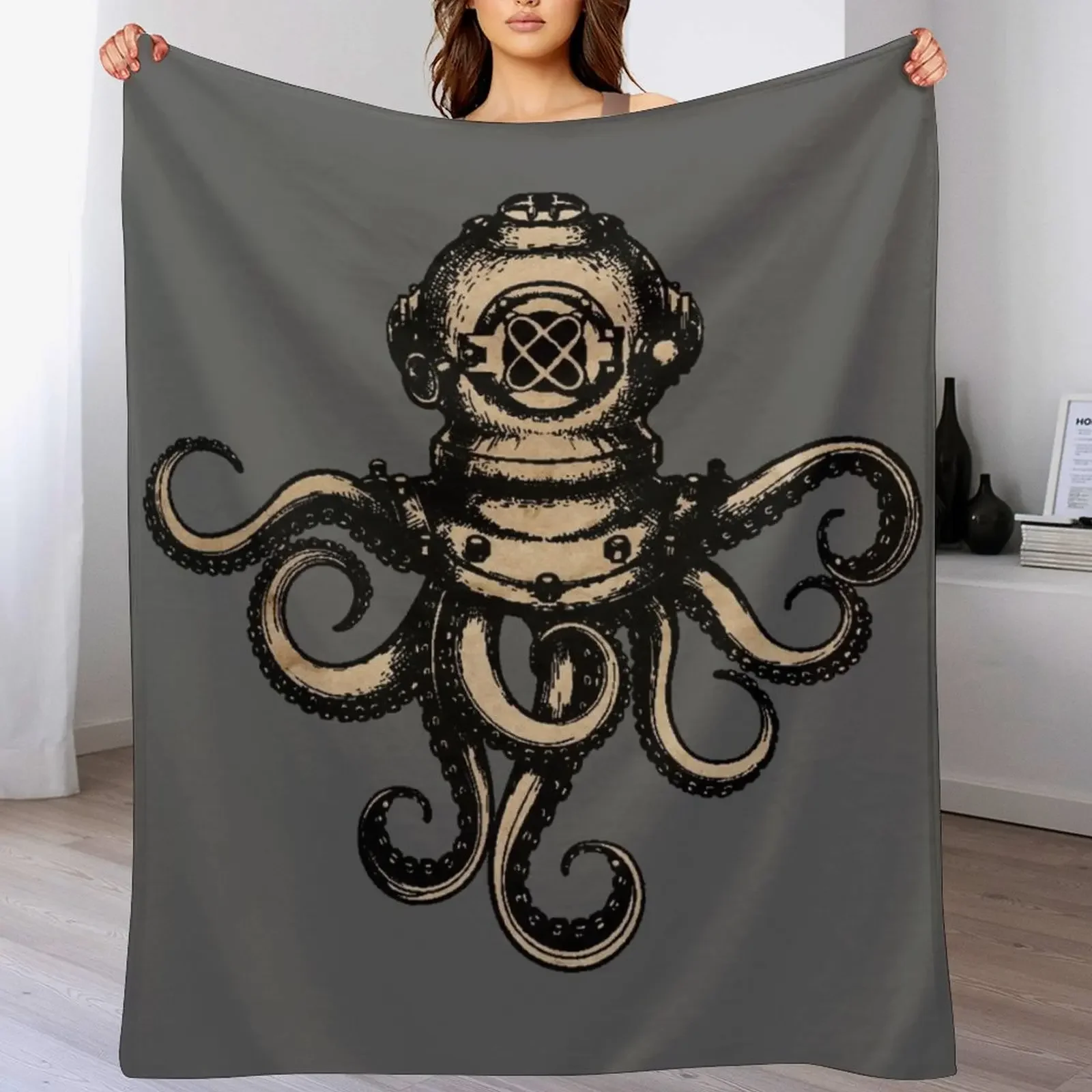 

Steampunk Octopus Throw Blanket Multi Use Warm Blanket for Living Room Bedroom